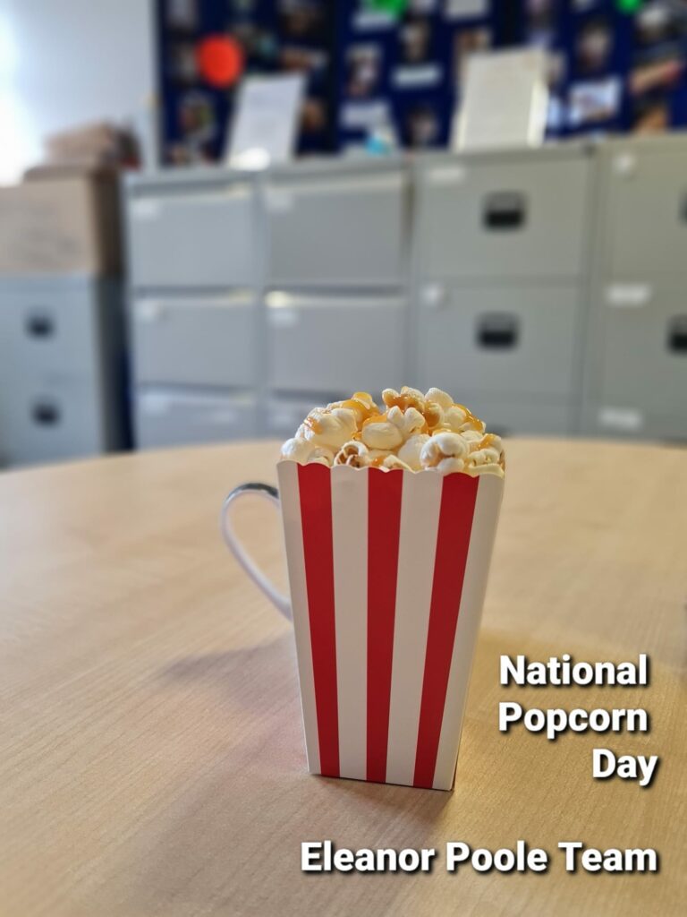 National Popcorn Day celebration at Eleanor Healthcare Group Poole office